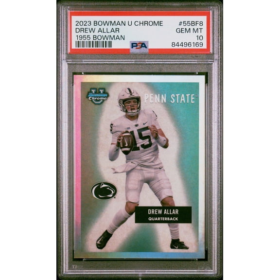Graded 2023 Topps Bowman U Chrome Drew Allar #55BF8 1955 Bowman Rookie RC Football Card PSA 10 Gem Mint