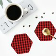 thumbnail image 4 of Zufioo Retro red and Black Houndstooth Print Leather Coaster Set, Decorative PVC Coasters 4-pack - Scald and Stain-resistant, Suitable for Home, Cafes, Restaurants-Hexagon, 4 of 6