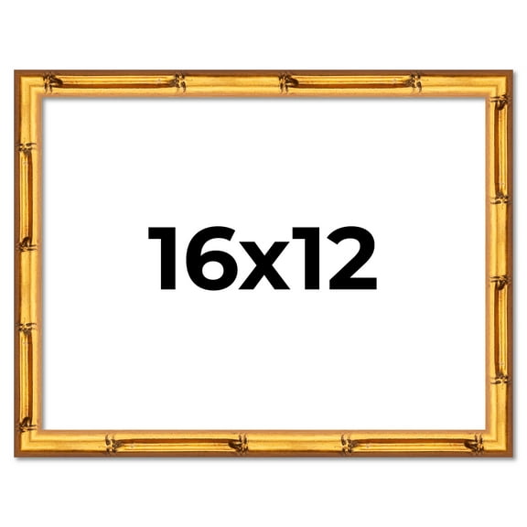 16x12 Frame Gold Bamboo Solid Wood Picture Frame | 1 Inch Moulding Width | Interior Frame Depth