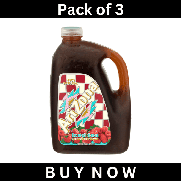 AriZona Raspberry Iced Tea – Sun Brewed Style, 128 fl oz Bottles, Pack of 3