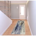 thumbnail image 6 of 8' Blue Orange And Ivory Abstract Power Loom Runner Rug, 6 of 6