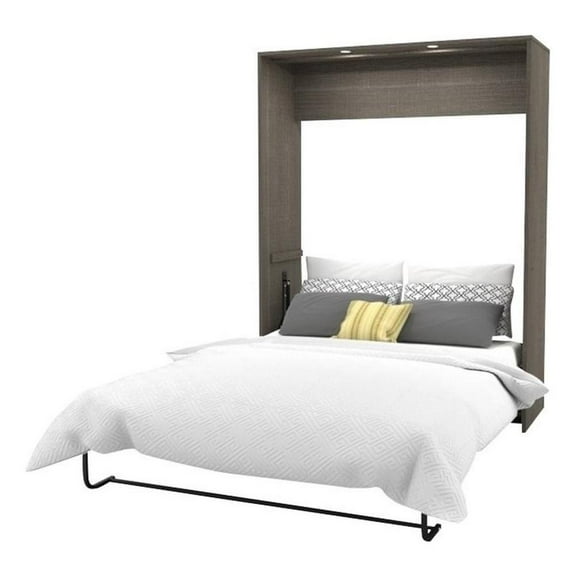 Atlin Designs Wood Queen Murphy Bed with Closet Organizer in Bark Gray/White