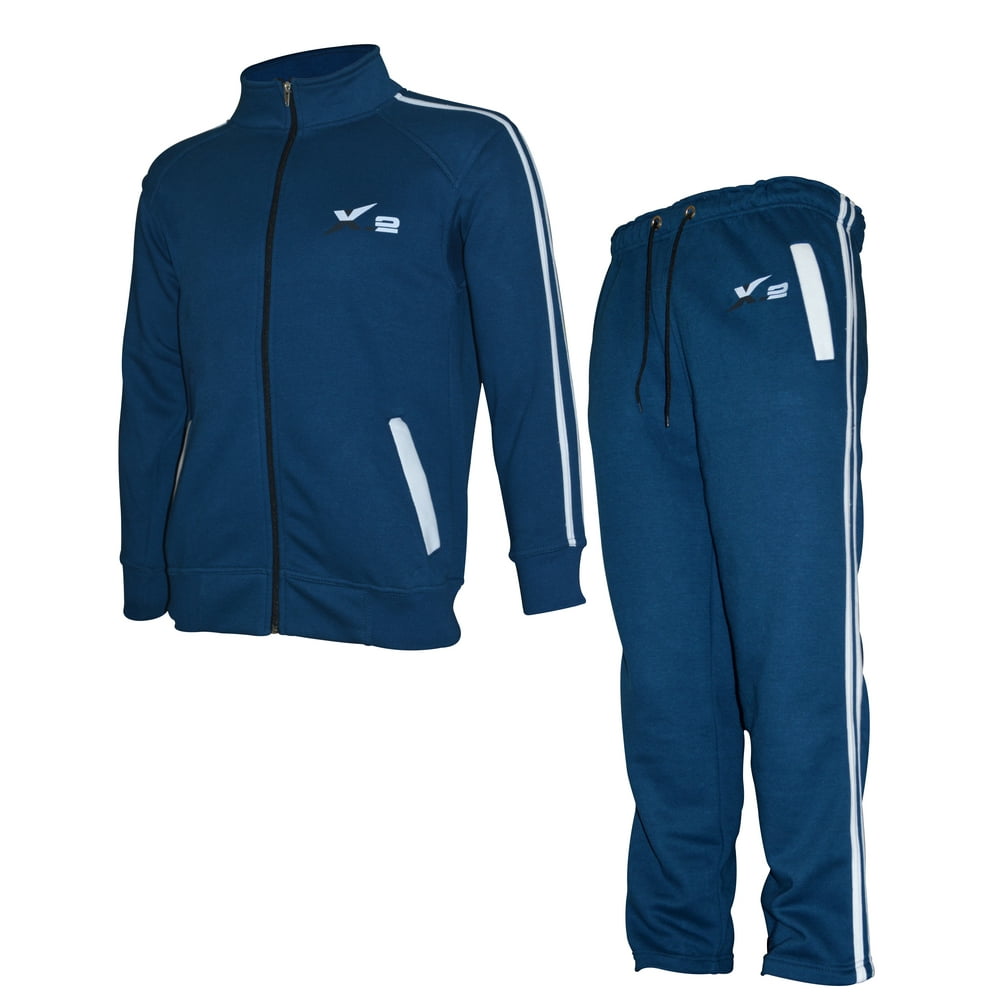 X-2 - Mens Athletic Full Zip Fleece 2 Pipe Tracksuit Jogging Sweatsuit ...
