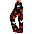 thumbnail image 2 of BLTIBY Women Valentine's Day Pajama Pant Spring Fall Love Printed Comfy Lounge Wide Leg Casual Stretch Palazzo Pj Bottoms Pants with Pockets Black 6 5XL, 2 of 5