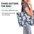 thumbnail image 2 of Pofeuu Flowers Print Reusable Grocery Bags - Washable, Foldable, Packable Tote, Large Handles, Heavy Duty, Zippered Top Pouch, 2 of 8