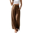 thumbnail image 2 of YuXingFu Womens Linen Pants Women Petite Skinny Culottes - Frayed Hem Travel Brown XXL, 2 of 9