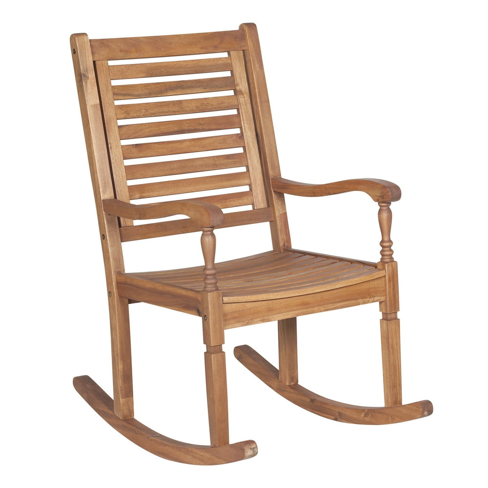Manor Park Solid Wood Outdoor Patio Rocking Chair, Brown - Walmart.com
