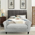 thumbnail image 3 of Fionafurn 47" Arm Ottoman with Storage and 2 Footstools,Large Storage Bench for Bedroom, Living Room, Linen-Light Gray, 3 of 11