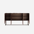 thumbnail image 5 of Modern Luxury 62.8" Sideboard Buffet Cabinet | 3D Wave Texture & Faux Marble Countertop | Antique Brown Dining Room Storage, 5 of 7