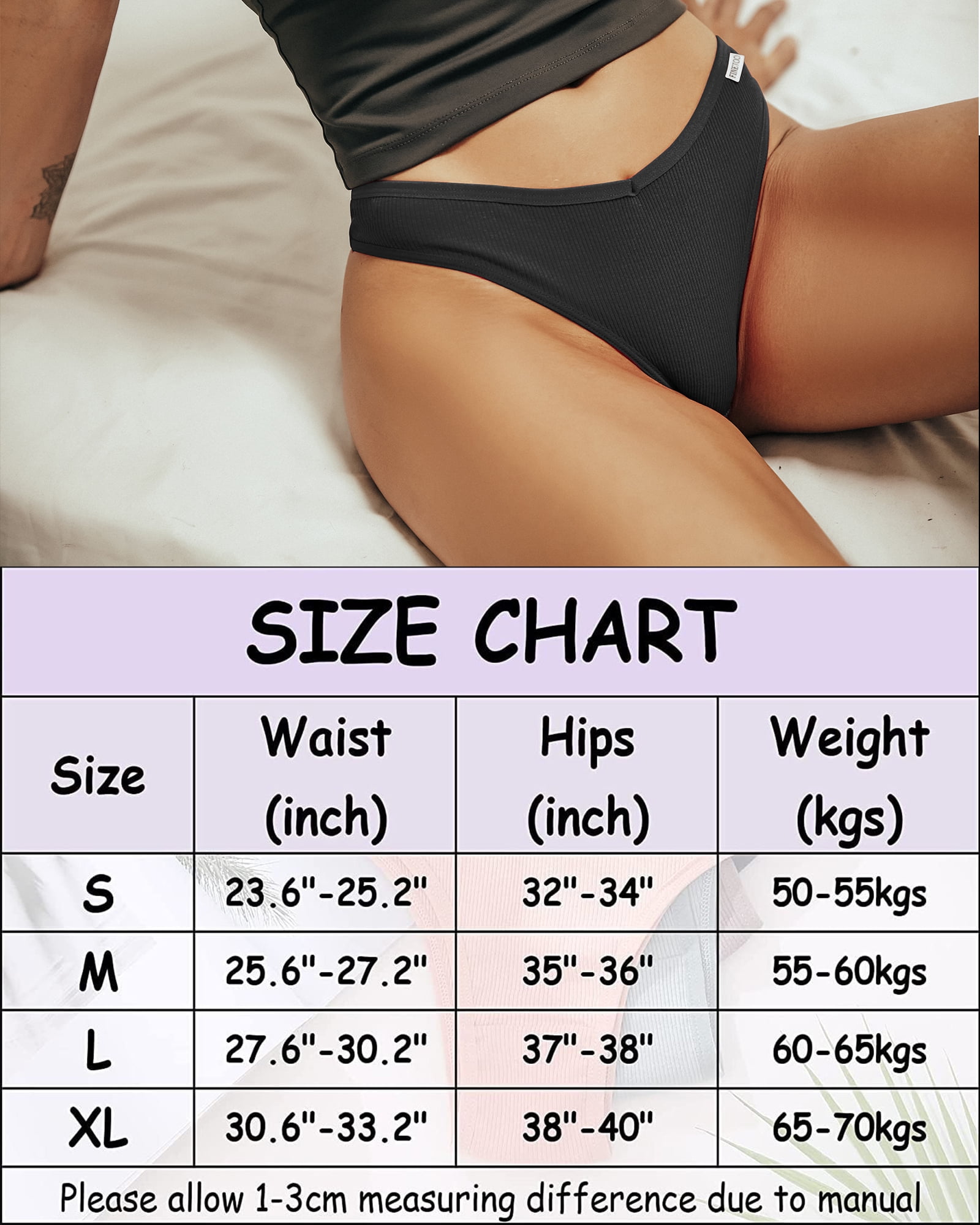 Culture Flossy® (Pack-6) Women Cotton Underwear for Women Sexy Low Rise  Ribbed Hipster Breathable Soft Womens Bikini Panties Cheeky (S-3XL)