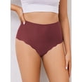 thumbnail image 5 of Women No Show High Waisted Panties Tagless Wave Edge Full Coverage Ladies Briefs Dark Brown M, 5 of 8