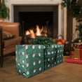 thumbnail image 4 of Bolsa de almacenamiento para árbol de Navidad con cierre de cremallera, organizador para colgar colgantes Cabeza de Papá Noel verde, 4 of 9