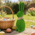 thumbnail image 3 of Moss Bunny Figurine with Burlap Scarf - Artificial Flocking Rabbit Statue, Green Standing Easter Decoration for Spring Garden, Home, and Festival Decor, 3 of 7