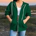 thumbnail image 2 of Zynoxe Women's Casual 3/4 Sleeve Jacket Drawstring Elastic Cuffs Zip Up Hoodie for Women Versatile Fashionable Solid Color Fashion Clothing Lightweight Breathable Loose-Fit Outerwear With Pockets M, 2 of 6