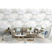Haokhome Peel and Stick Wood Plank Wallpaper Self-Adhesive Shiplap Light Grey/White/Blue Distressed Wood Wall Decor 17.7x 19.7ft