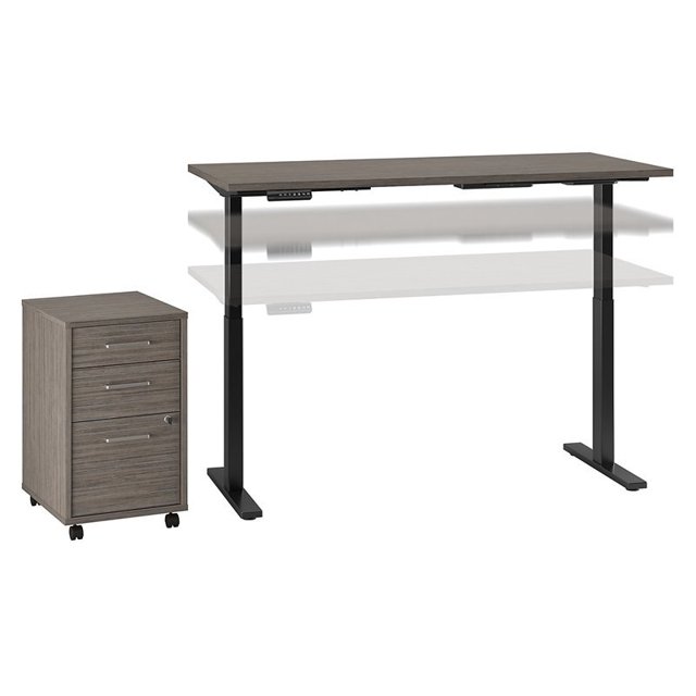 Bush Business Furniture Move 60 Series 60W x 30D Height Adjustable Desk with Storage in Cocoa