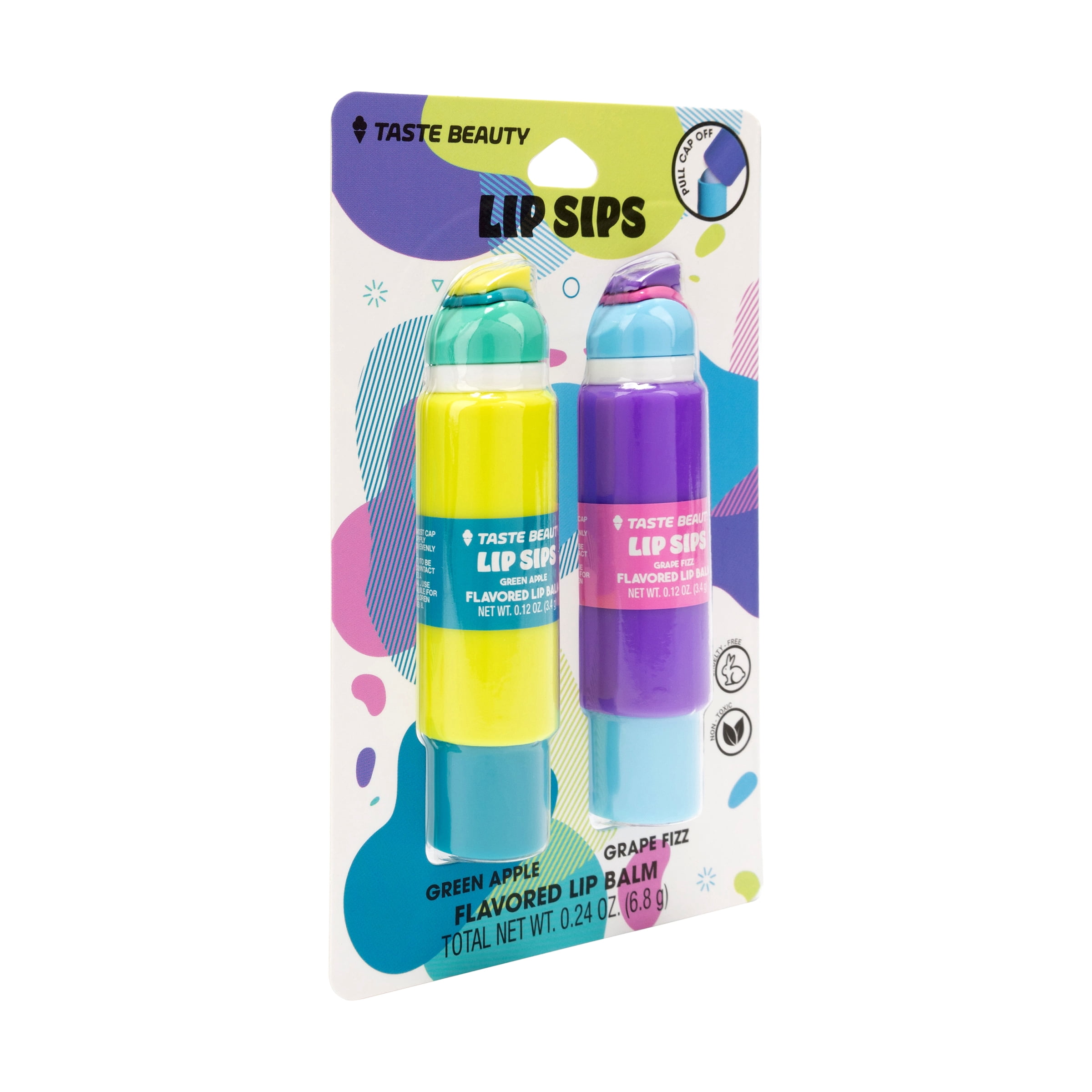 Taste Beauty Lip Sips Lip Balms, Green and Purple