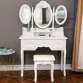 thumbnail image 2 of Ktaxon Vanity Make Up Table White Dressing Table Set w/Stool 7 Drawer & 3 Mirrors Fold, 2 of 13