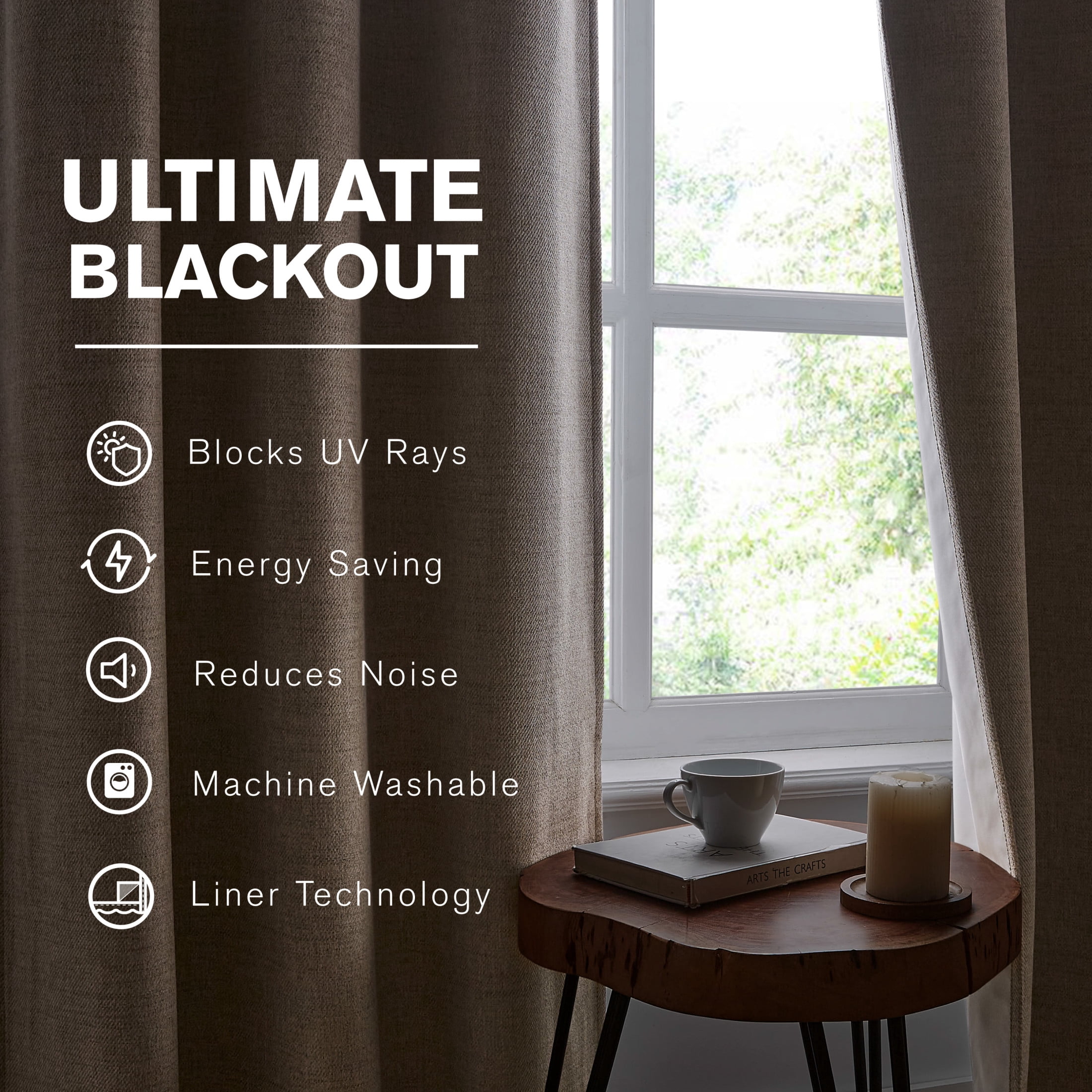 Brookstone Taupe Josie Blackout Grommet 38" W x 96" L Window Curtain Panel Pairs