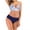 Blue, variant on Bathing Suits for Women Charming With Chest Pad Without Underwire Floral Printed Double Shoulder Bikini Split Swimsuit