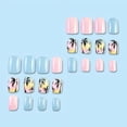 thumbnail image 4 of 24Pcs Blue Pink Press on Nails Extra Short Square,Ombre Fake Nails Press ons Nail Tip Glue on Nails Full Cover Acrylic Nail Kit False Nail with Fall Coconut Tree Nail Art Design for Women, 4 of 8