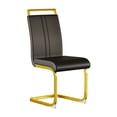 thumbnail image 7 of 2pcs Dining Room Chairs - Pu Faux Leather High Back With Golden Plating Metal Legs For Guest Black Design Of 2 Modern Kitchen Club Vanity Office Black, Fashionable Ensemble, 7 of 7