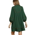thumbnail image 3 of Textured Babydoll Dress with Leopard Trim, 3 of 5