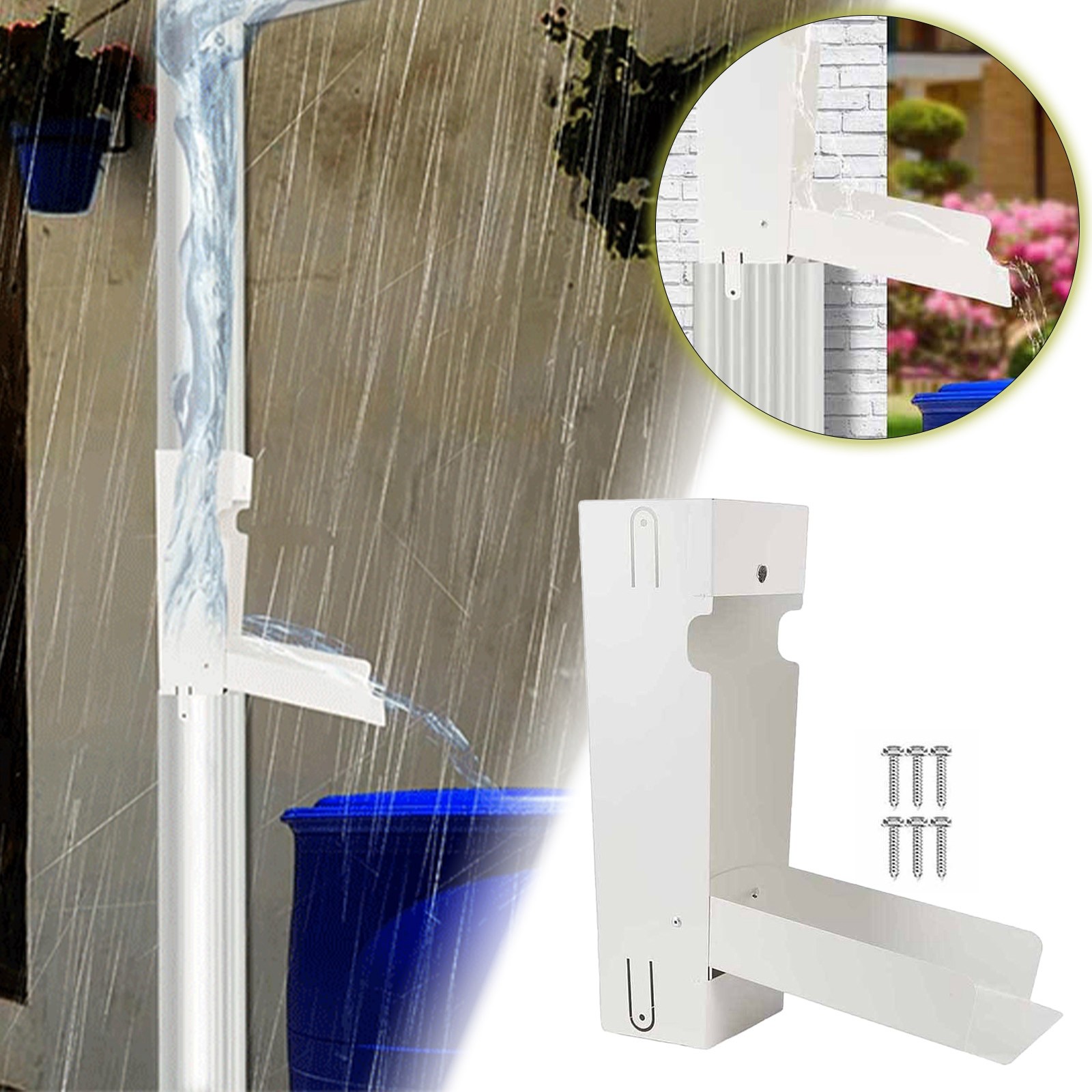 Metal Rainwater Collector for 3*4 Inch Downpipe Easy to Install for Water Reuse and Saving