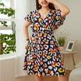 thumbnail image 5 of Plus Size Dress For Women Women's Casual Sexy Fashion Summer V Neck Short Sleeve Loose Printing Plus Size Dress Spring Summer Dresses For Women 2023, 5 of 6