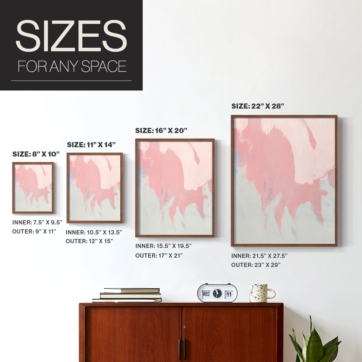 Blushing Abstract II Framed Print in Brown Solid Wood Framed Print No Nail Hanging