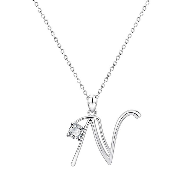 SIfdSeng Collier en Strass en Forme d'Alphabet Initial 26 pour Femmes Colliers pour Femmes A Z 26 Alphabet Initial Colliers Argentés pour Femmes Filles