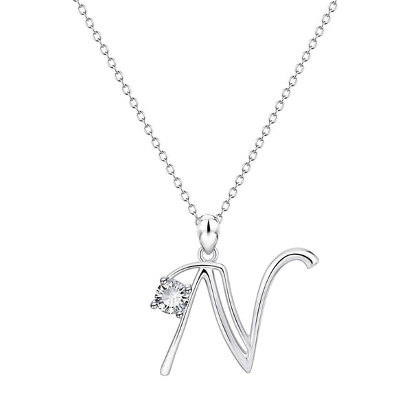 26 Initial Alphabet Shape Rhinestone Collar para Mujeres Collares para Mujeres A Z 26 Alphabet Initial Silver Collares para Mujeres Niñas