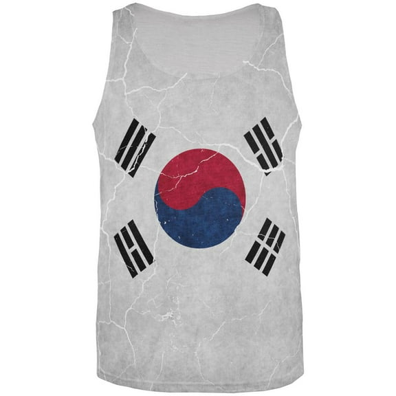 Distressed South Korean Flag All Over Mens Tank Top Multi SM