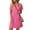 Fuchsia Pink, variant on Women's Square Neck Short Sleeve Mini Dress with Pockets Sheer Overlay and Stretch 65% Polyester 30% Viscose 5% Elastane