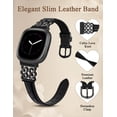 thumbnail image 2 of Wearlizer Leather Band Compatible with Versa 4/Versa 3/Sense/Sense 2 Fitness Trackers- Slim Celtic Heart Knot Strap, Soft Genuine Leather Women’s Watch Band, 2 of 6