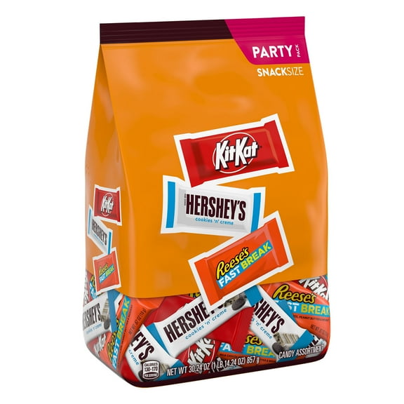 HERSHEY'S, KIT KAT and REESE'S Assorted Flavored Snack Size Candy Party Pack, 30.24 oz