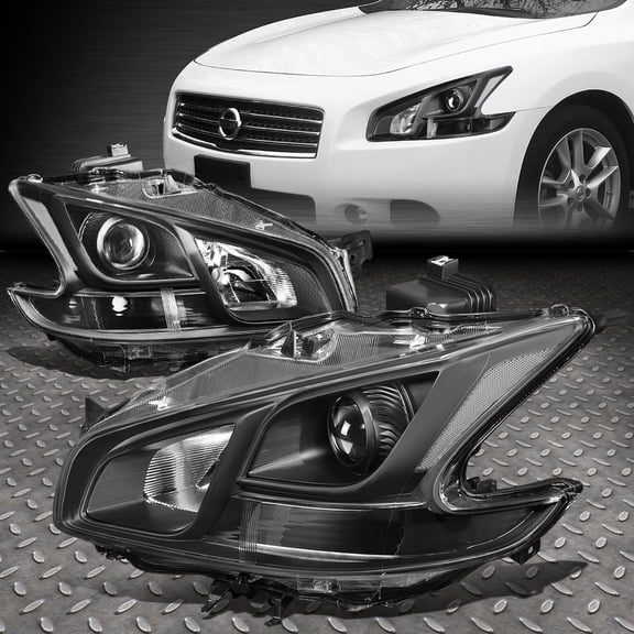 NUVISION for 09-14 Nissan Maxima Black Housing Clear Corner Projector Headlight Headlamp