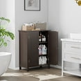thumbnail image 2 of SuperDeal Bathroom Cabinet Floor Storage Organizer Cabinet Freestanding Cupboard Adjustable Shelves, Brown, 2 of 10