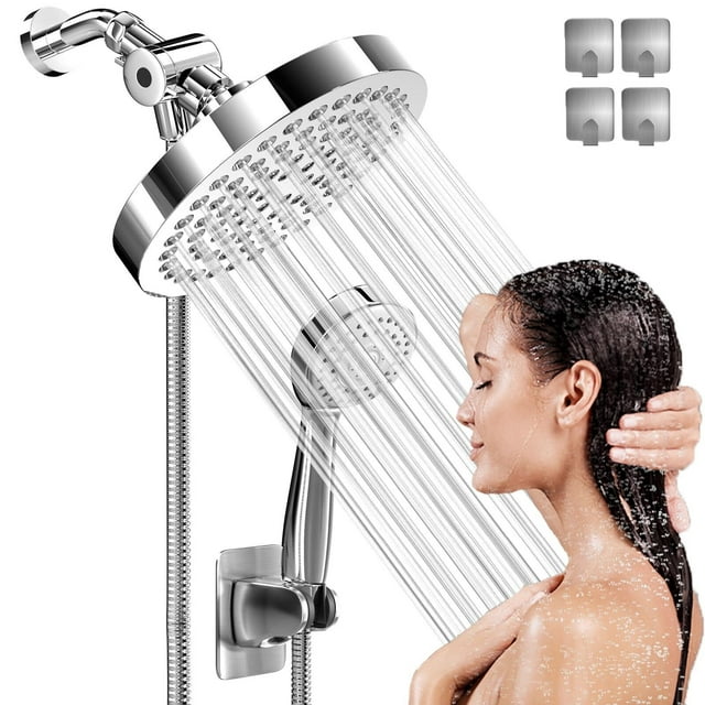 Regaderas Para Baño, Regadera Lluvia Fija+Ducha De Mano, Cabezal De Ducha, Con Manguera 1.5M,3 Modos Ajustable, Aumentar La Presión Del Agua, Ángulo Ajustable,Regadera Alta Presion, Fácil De Instalar