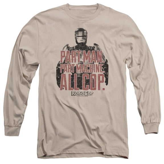 Robocop Vintage Tagline Long Sleeve Adult 18/1 T-Shirt Sand