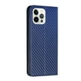 thumbnail image 5 of SaniMore for iPhone 15 Pro Wallet Case, Wrist Strap Magnetic Clasp, Card Slots Carbon Fibre Skin Shockproof TPU Anti-drop Anti-scractch Stand Business Full Protective Shell for iPhone 15 Pro,Blue, 5 of 10