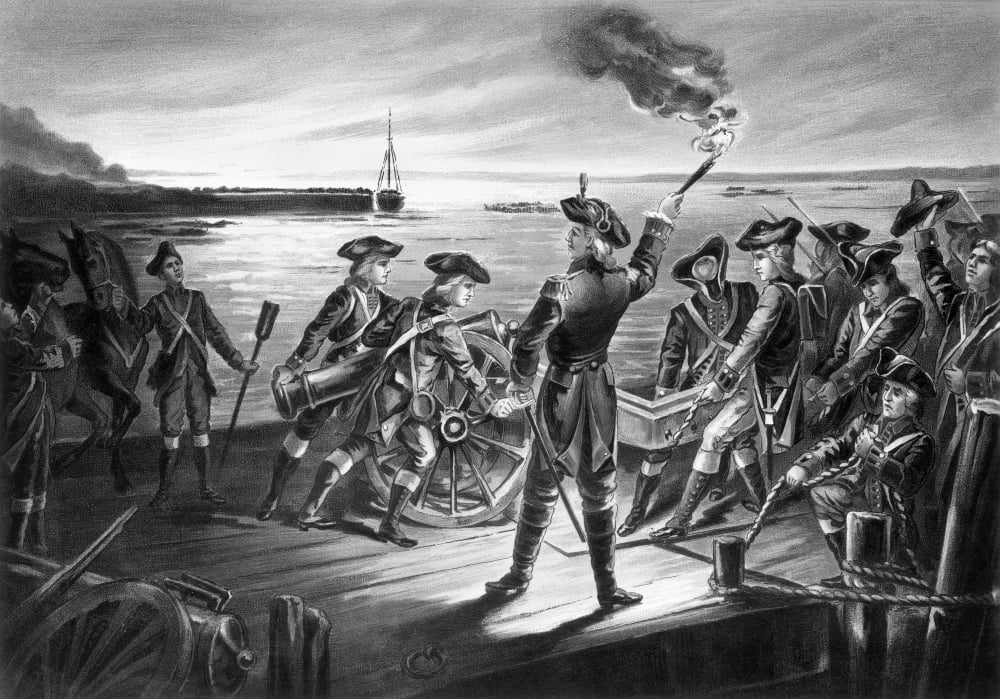American Revolution Ny Ncontinental Artillery Retreat From Long