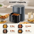 thumbnail image 2 of Casabay 6 Quart Air Fryer with Viewing Window, Square Design, 12-in-1 Functionality for Frying, Baking, Roasting, Digital Touchscreen Display, Gray, 2 of 7