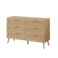 thumbnail image 3 of PORKISS 6 Drawer Dresser, Wood Dresser Organizer with 6 Rattan Drawers, Modern Chest of Drawers for Hallways, Living Room, Bedroom, Natural, 3 of 10