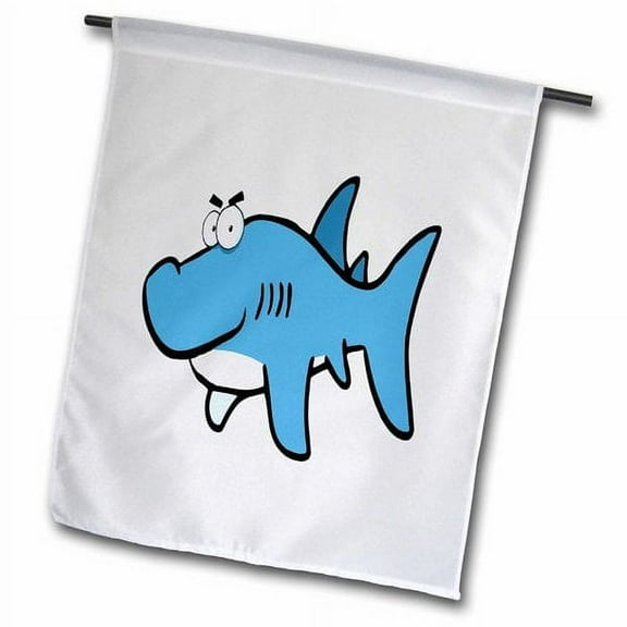 3dRose, Funny Smirking Shark Animal Fish Cartoon, 12 x 18 inch Garden Flag