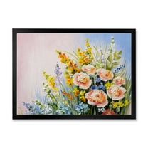 Designart 'Yellow and Pink Summer Wildflowers' Traditional Framed Art Print