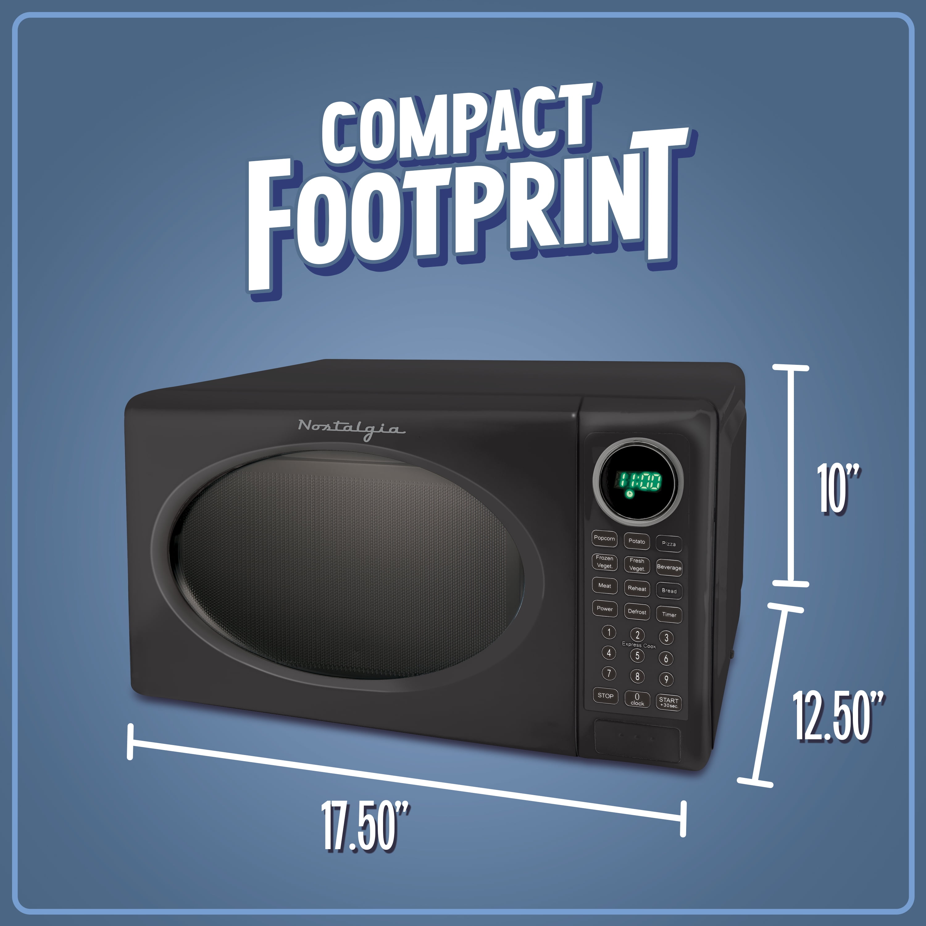 Nostalgia 0.7 Cu. ft. Modern Retro Set Countertop Microwave Oven in Black