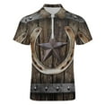 thumbnail image 4 of Western Farmhosue Horseshoe Texas Star Men Zipper T-shirt Summer Casual Short Sleeve T-shirt Top, 4 of 7
