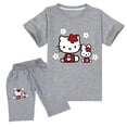 thumbnail image 5 of Traje de Hello Kitty para niños, Top con estampado de dibujos animados bonitos para niñas + Pantalones cortos, conjunto de dos piezas, camiseta de manga corta para niños + Pantalones deportivos para n, 5 of 5
