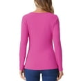 thumbnail image 3 of INSPIRE CHIC Ribbed Knit Blouse for Women's Long Sleeve Round Neck Zipper Front Tops, 3 of 5